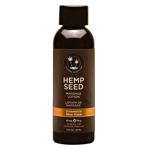 Hemp Seed Massage Lotion Dreamsicle Tangerine Plum Scented 59 ml Bottle Earthly Body Couples