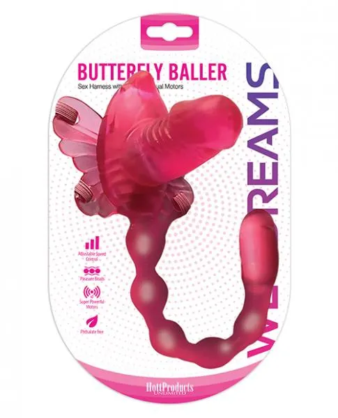 Hott Products Female Sex Toys Wet Dreams Butterfly Baller Sex Harness With Dildo Dual Motors