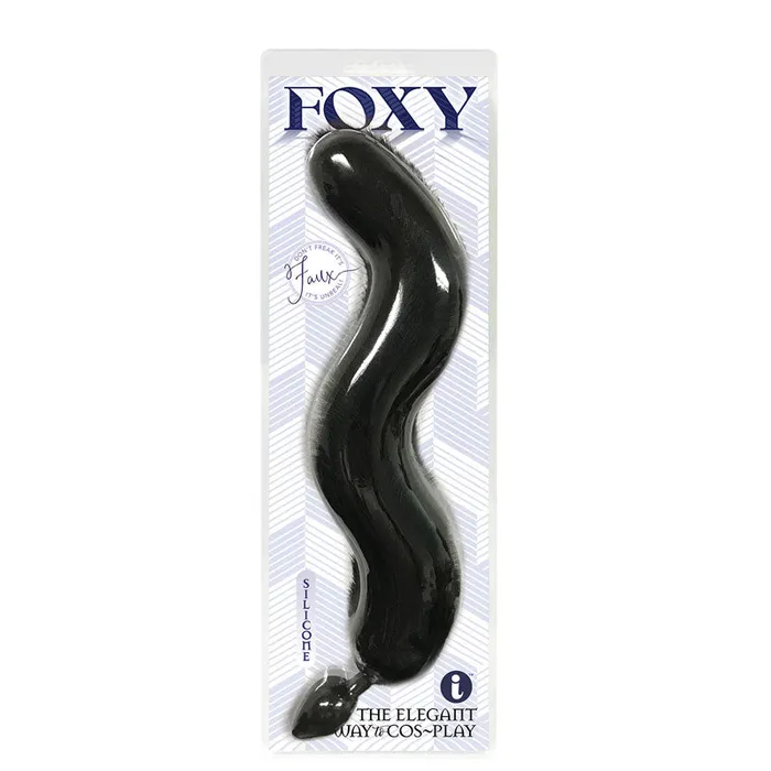 Icon Brands Anal Foxy Fox Tail Silicone Butt Plug Black 46 cm Tail