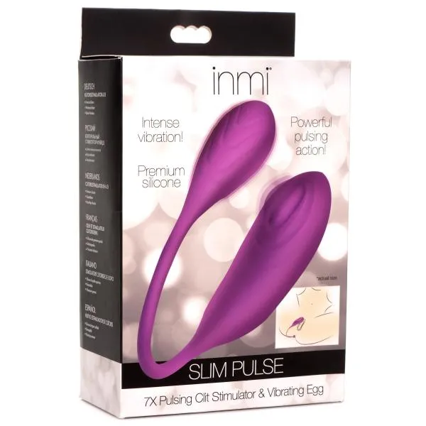 Inmi Female Sex Toys Slim Pulse 7x Pulsating Silicone Clit Stimulator And Vibrating Egg