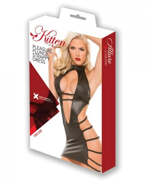 Kitten Pleasure Plunge Strappy Dress Black OS Kitten by Allure Anal