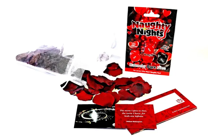 Lovers Survival Kit Bag with Romantic Cards Rose Petals Naughty Dice Game lovetwoo Couples