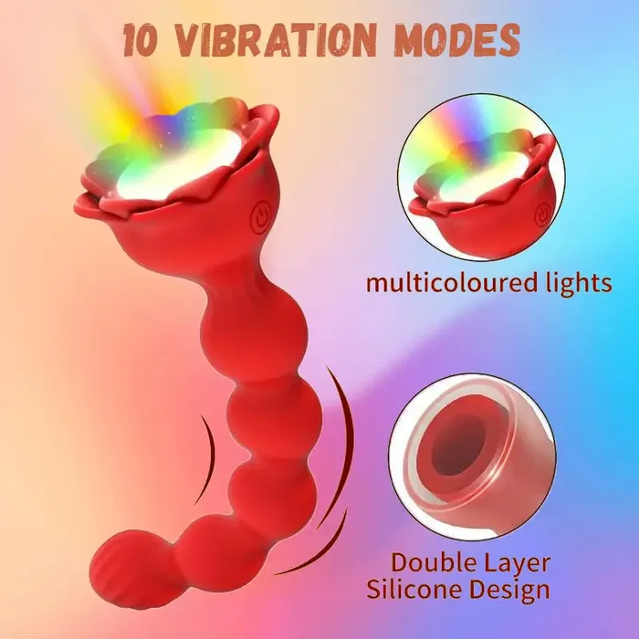 Luminous Rose 5Pearl Vibrating Anal Plug OOTYEMO Male Sex Toys