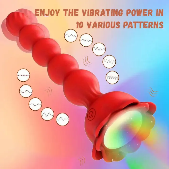 Luminous Rose 5Pearl Vibrating Anal Plug OOTYEMO Male Sex Toys