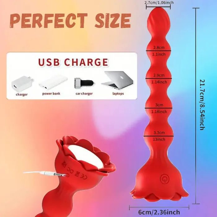 Luminous Rose 5Pearl Vibrating Anal Plug OOTYEMO Male Sex Toys