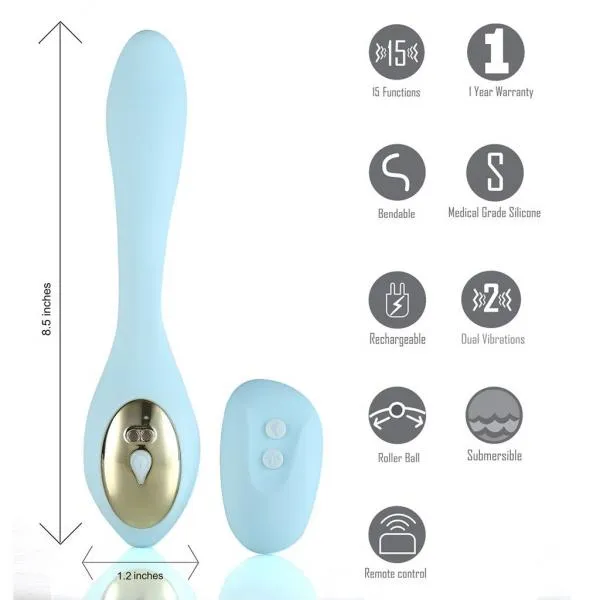 Maia Toys Female Sex Toys Harmonie Dual Vibrator Teal Silicone Rechargeable