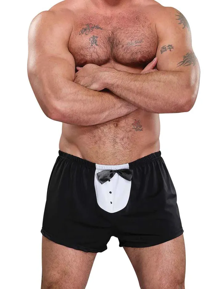 Male Power Anal Tuxedo Boxer Novelty Underwear Black