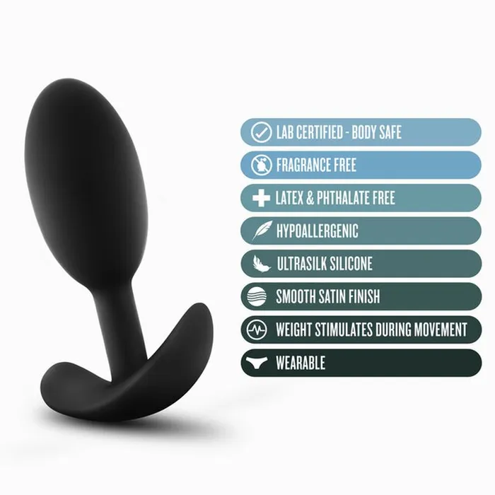 Male Sex Toys Blush Novelties Anal Adventures Platinum Silicone Vibra Slim Plug Medium