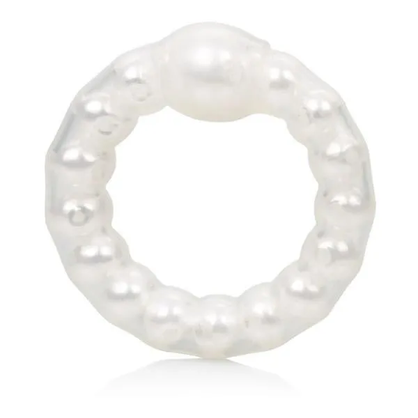 Male Sex Toys Pearl Beaded Prolong Cock Ring White Cal Exotics