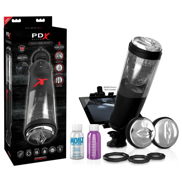 Male Sex Toys Pipedream PDX Elite MegaBator Rechargeable Masturbator with Mobile Device Holder