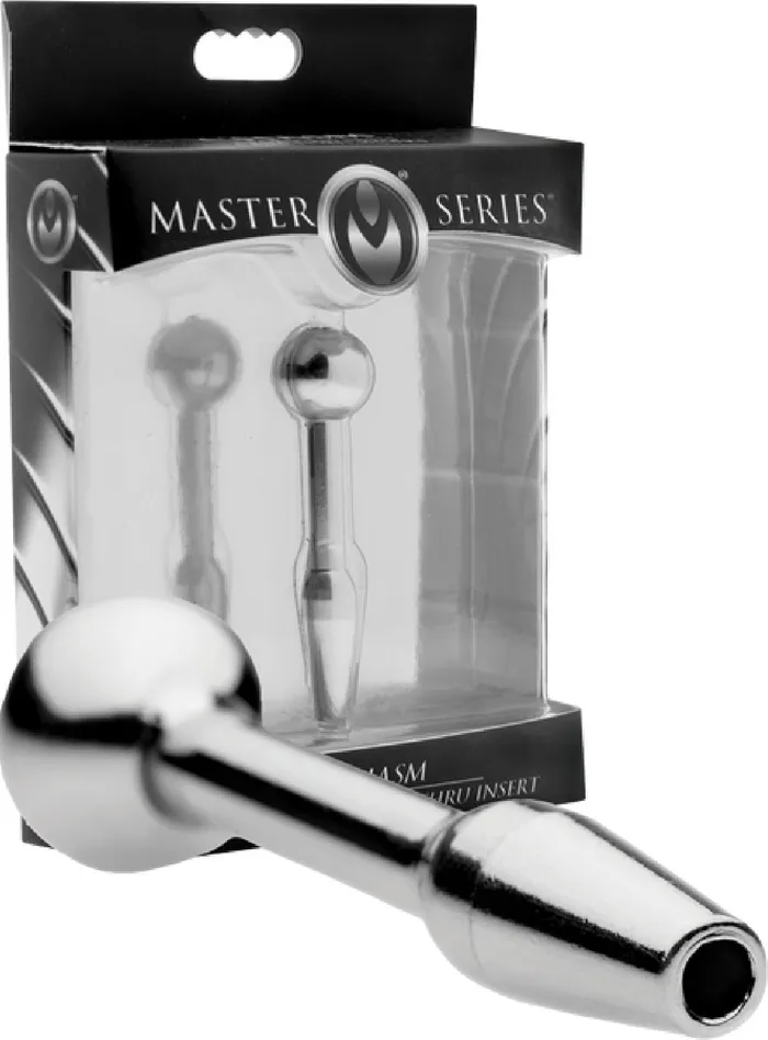 Male Sex Toys XR Brands The Master Series Chasm Stainless Steel CumThru Urethral Insert Silver