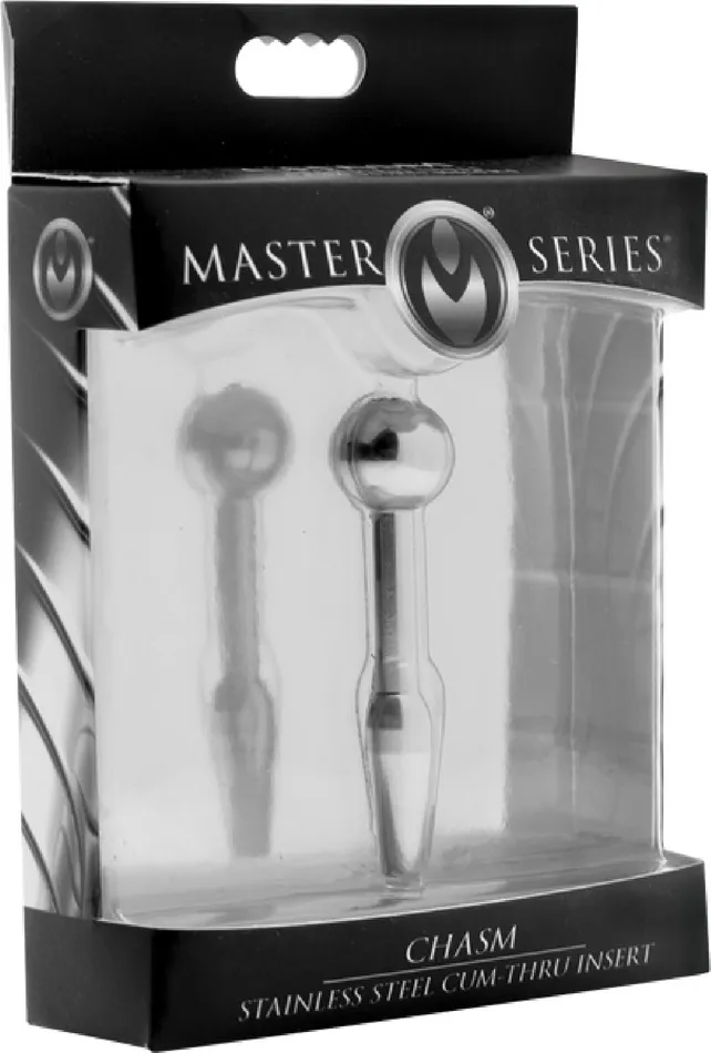 Male Sex Toys XR Brands The Master Series Chasm Stainless Steel CumThru Urethral Insert Silver