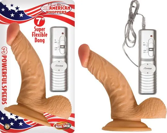 Nasstoys Dildos All American Whopper Vibrating 7 Inches Dildo Balls Beige