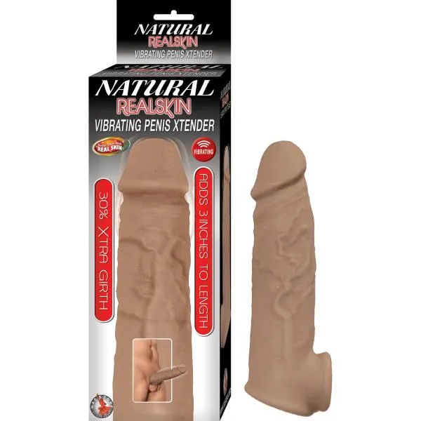 Nasstoys Male Sex Toys Natural Realskin Vibrating Penis Xtender Brown