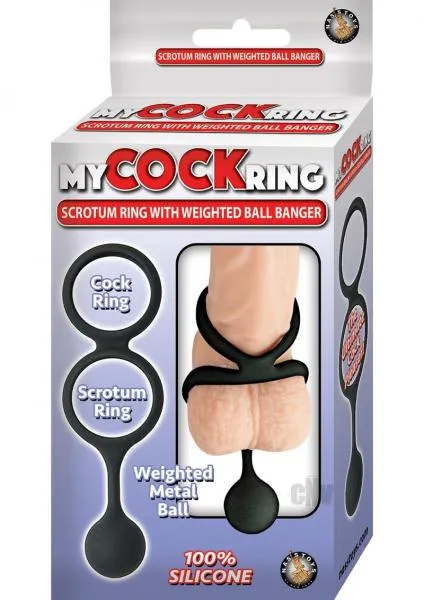 Nasstoys My Cockring Scrotum Ring With Weighted Ball Black Male Sex Toys