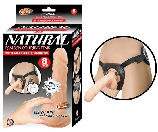 Nasstoys Natural Realskin Squirting Penis 8 Inches Beige Harness Dildos