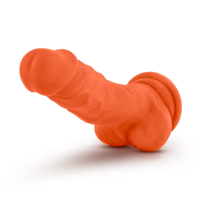 Neo Elite 75in Silicone Dual Density Cock with Balls Neon Orange Neo Elite Female Sex Toys