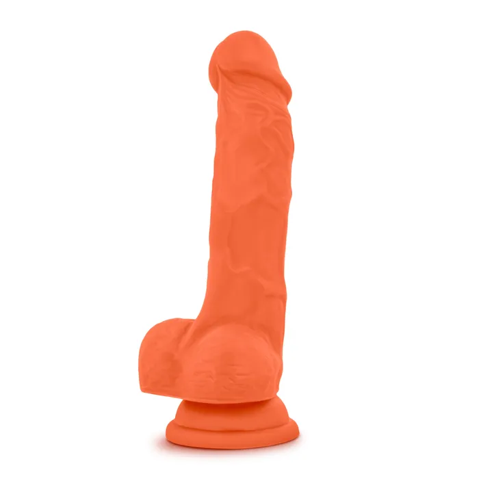 Neo Elite 75in Silicone Dual Density Cock with Balls Neon Orange Neo Elite Female Sex Toys