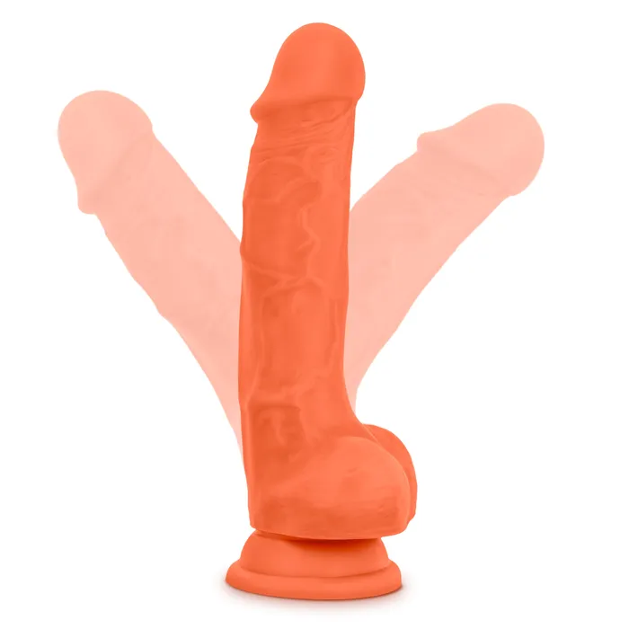 Neo Elite 75in Silicone Dual Density Cock with Balls Neon Orange Neo Elite Female Sex Toys