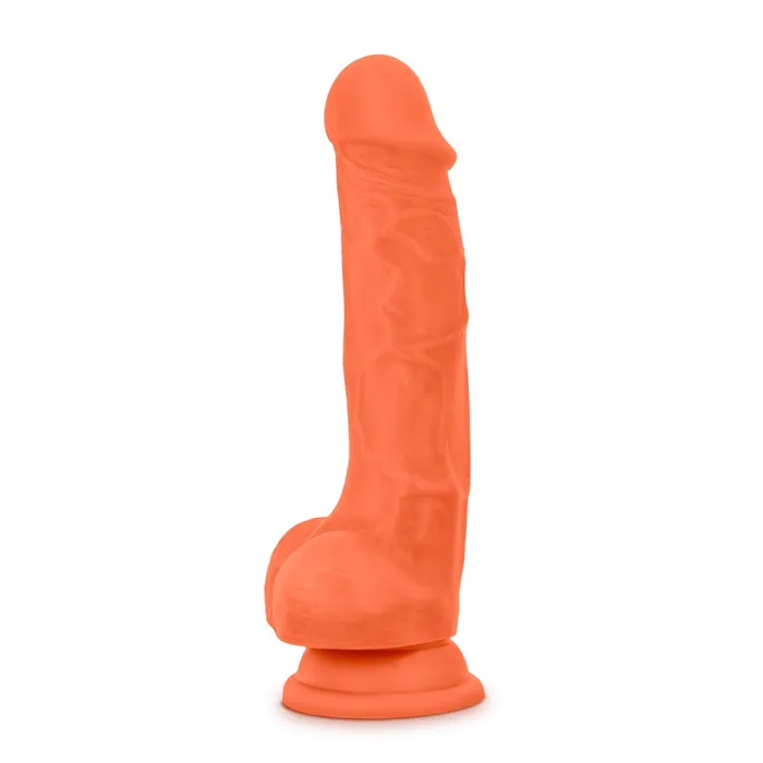 Neo Elite 75in Silicone Dual Density Cock with Balls Neon Orange Neo Elite Female Sex Toys