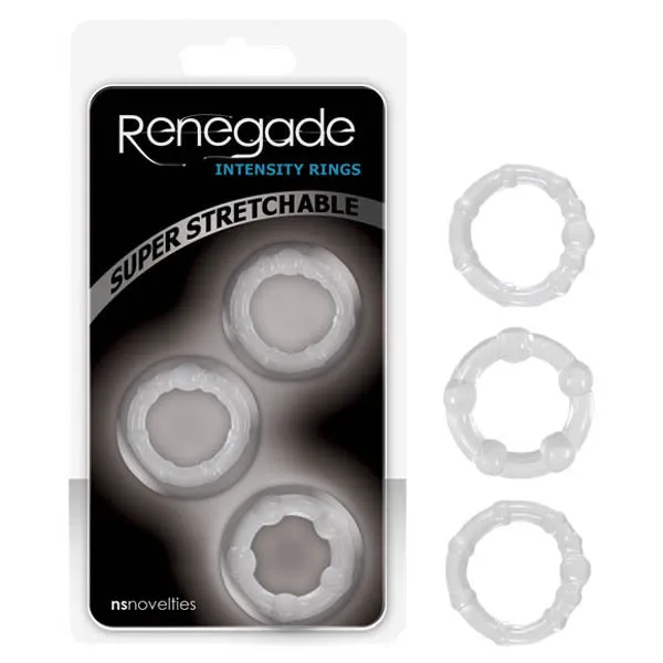 NS Novelties Anal Renegade Intensity Rings Clear Cock Rings Set of 3