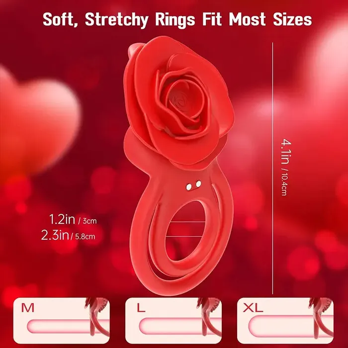 OOTYEMO Couples Rose Couple Vibrating Cock Ring