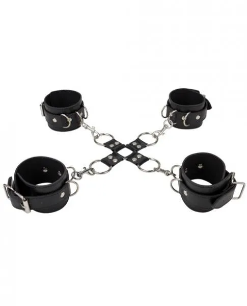 Ouch Leather Hand And Leg Cuffs Black Ouch Restraints