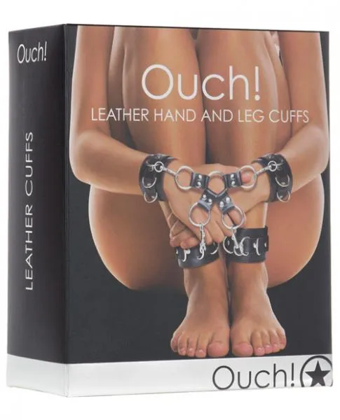 Ouch Leather Hand And Leg Cuffs Black Ouch Restraints