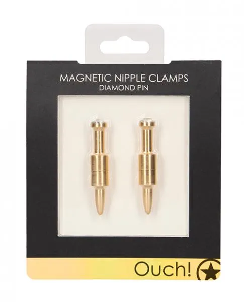 Ouch Shots Ouch Diamond Pin Magnetic Nipple Clamps Gold Vibrators