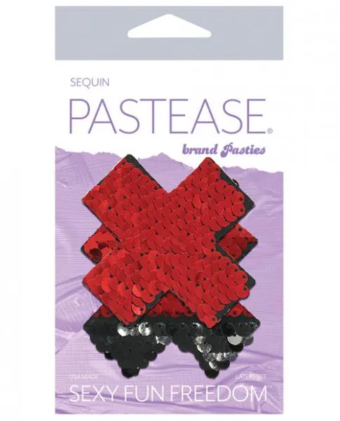 Pastease Color Changing Flip Sequins Cross Red Black OS Pastease Brand Pasties Anal