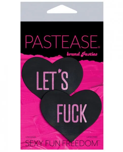 Pastease Lets FCk Hearts Black OS Pasties Pastease Brand Pasties Anal