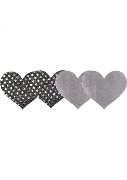 Peekaboos Anal Dark Angel Hearts Pasties Silver