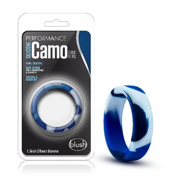 Performance Silicone Camo Cock Ring Blue Camoflauge Blush Novelties Male Sex Toys