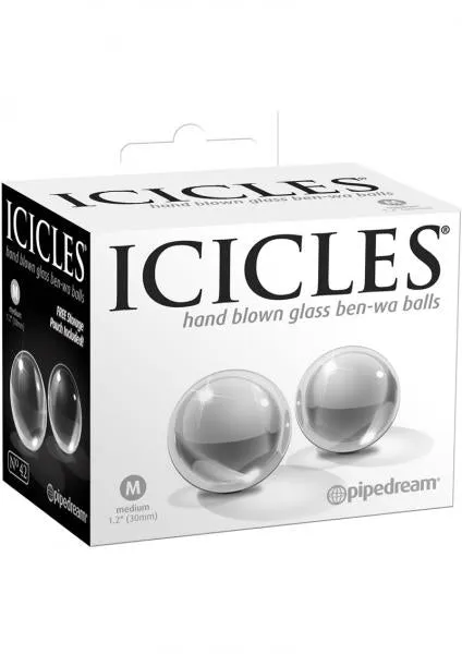 Pipedream Dildos Icicles No 42 Ben Wa Balls Glass Clear Medium