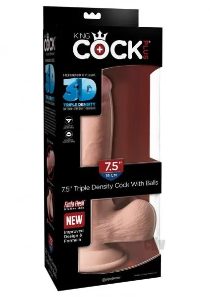 Pipedream Dildos King Cock Triple Density 75 Inches Cock Balls Dildo Beige