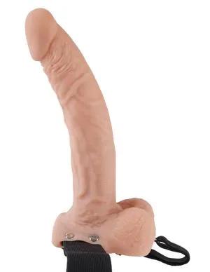 Pipedream Fetish Fantasy 9 Inches Hollow Strap On Balls Beige Female Sex Toys