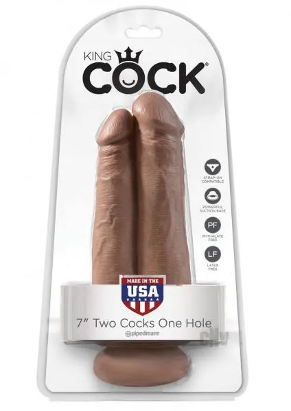 Pipedream King Cock 7 Inches Two Cocks One Hole Dildo Tan Dildos