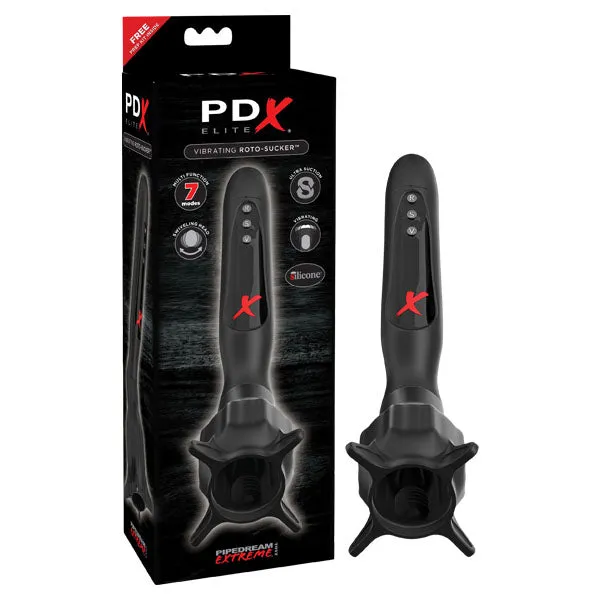 Pipedream Male Sex Toys PDX Elite Vibrating RotoSucker Black Vibrating Head Masturbator