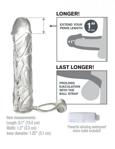 Pipedream Vibrating Super Sleeve Clear Male Sex Toys