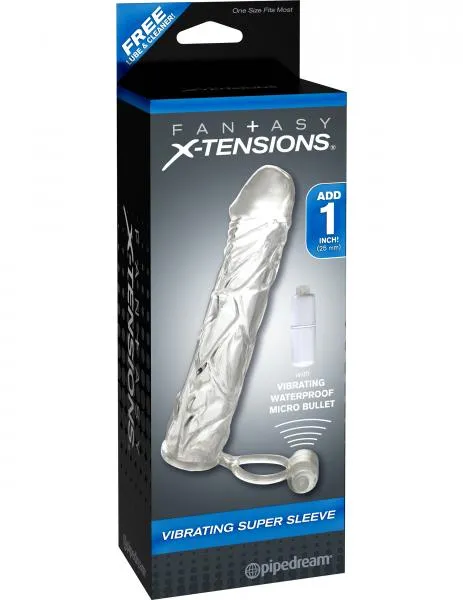 Pipedream Vibrating Super Sleeve Clear Male Sex Toys