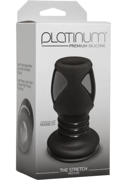 Platinum Silicone The Stretch Silicone Anal Plug Medium Black Doc Johnson Male Sex Toys