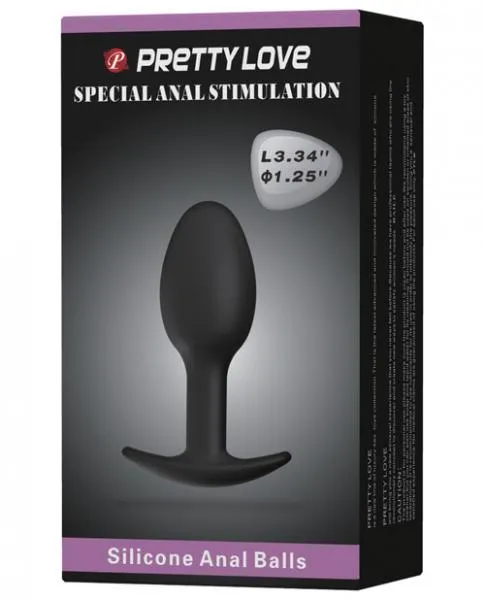 Pretty Love 334 Inches Silicone Anal Plug With Ball Black Pretty Love Male Sex Toys