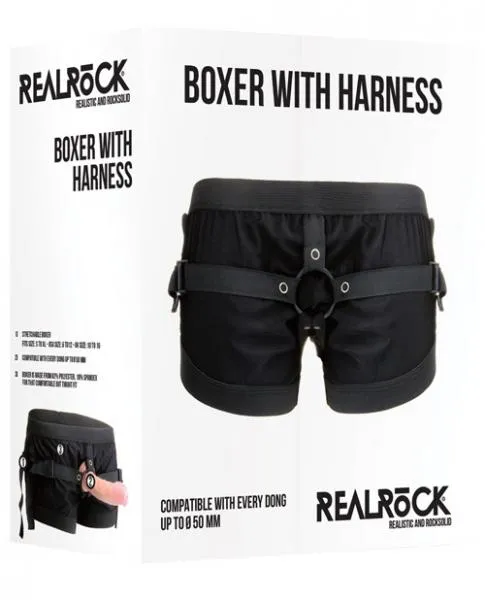 Realrock Boxer With Harness Black OS RealRock Female Sex Toys