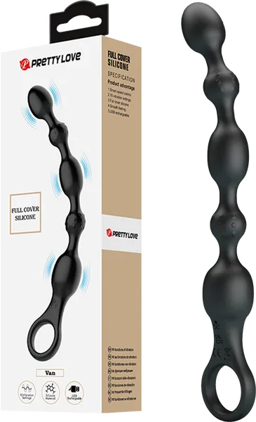 Rechargeable Silicone Anal Beads Van Black Pretty Love Anal