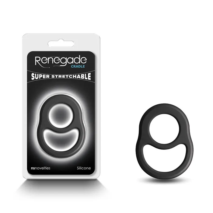 Renegade Cradle Black Black Cock Balls Ring NS Novelties Dildos