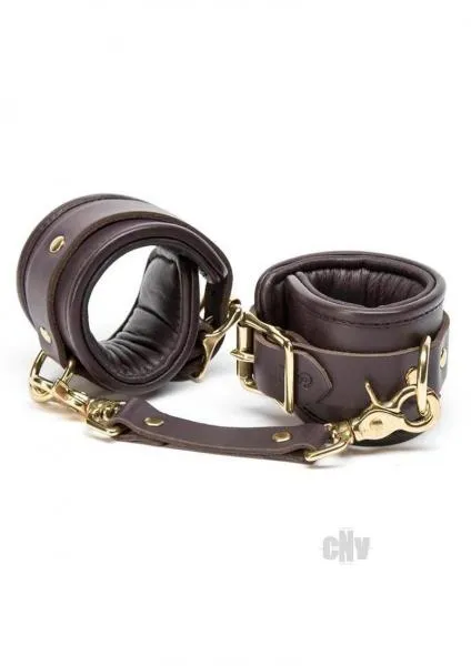 Restraints Coco De Mer Leather Wrist Cuffs SM Brown Coco de Mer