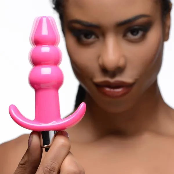 Ribbed Vibrating Butt Plug Pink Frisky Anal