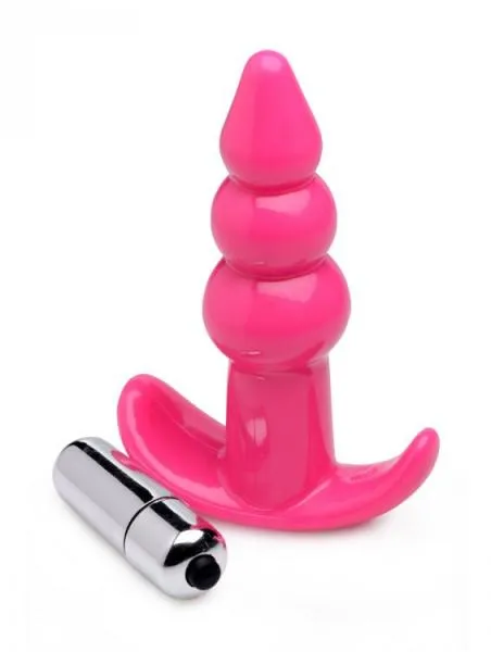 Ribbed Vibrating Butt Plug Pink Frisky Anal