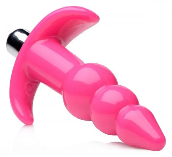 Ribbed Vibrating Butt Plug Pink Frisky Anal