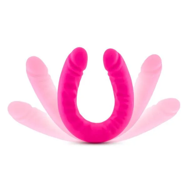 Ruse 18 Inches Silicone Slim Double Dong Hot Pink Blush Dildos